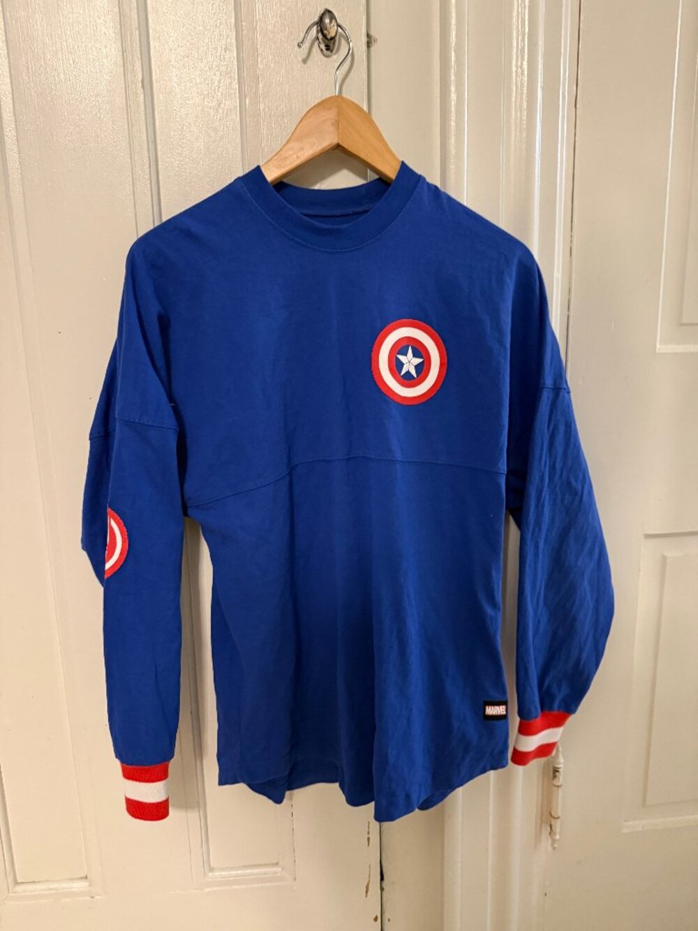 Disney spirit jersey Marvel Captain America long sleeve tshirt size adult XS